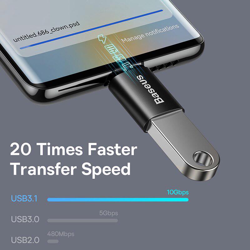 Адаптер-перехідник BASEUS OTG USB3.1 Ingenuity Series Type-C to USB Black (ZJJQ000001) - фото 2