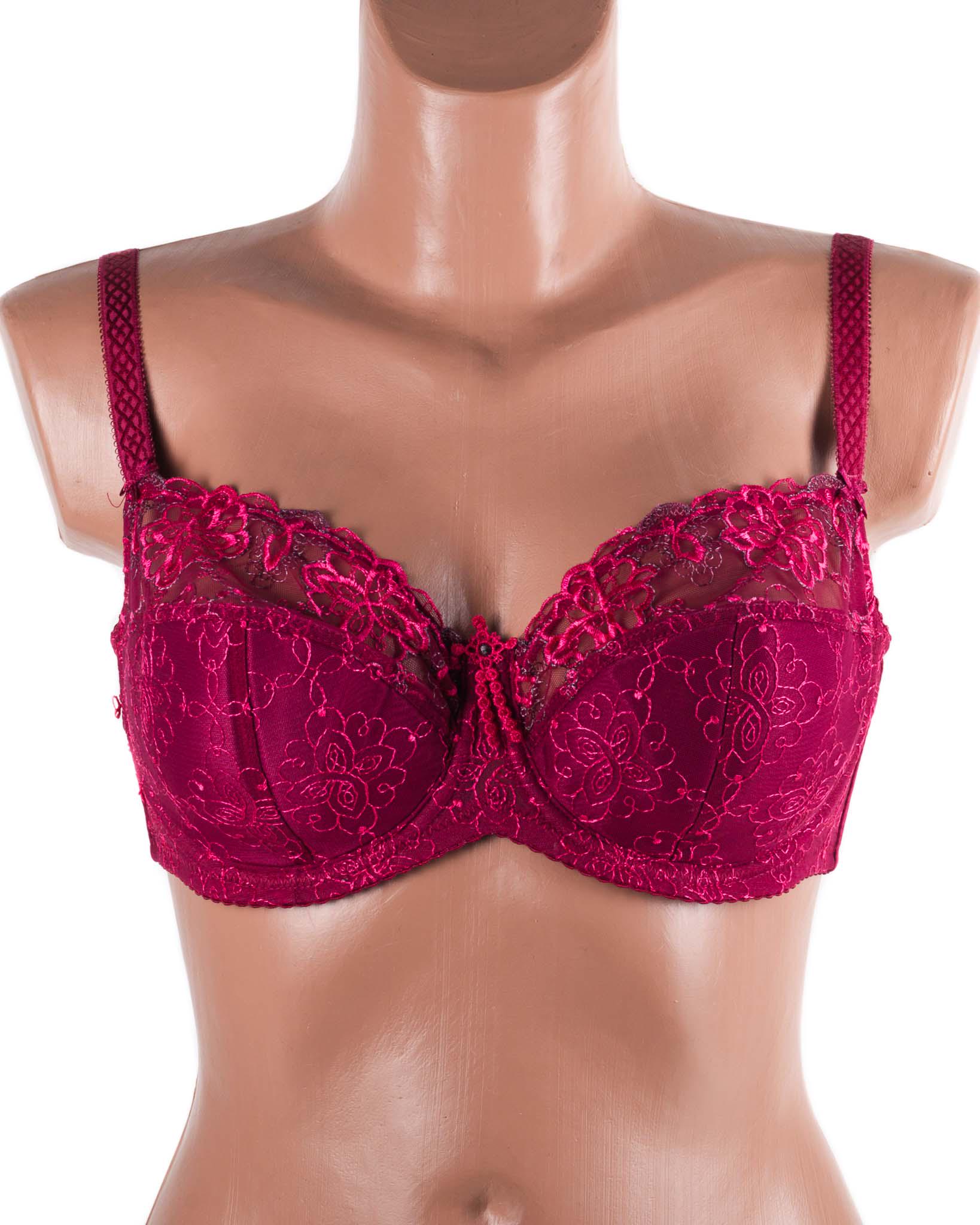 Бюстгальтер Вишивка 12839 м’яка чашка E80 Бордо (12839)