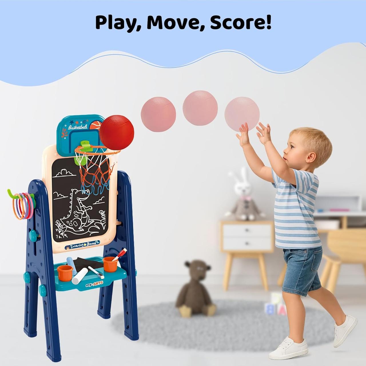 Мольберт дитячий двосторонній OLEOCA 4в1 з магнітною дошкою/крейдяною дошкою та набором аксесуарів (OLEO41) - фото 7 Мольберт дитячий двосторонній OLEOCA 4в1 з магнітною дошкою/крейдяною дошкою та набором аксесуарів (OLEO41) - фото 7