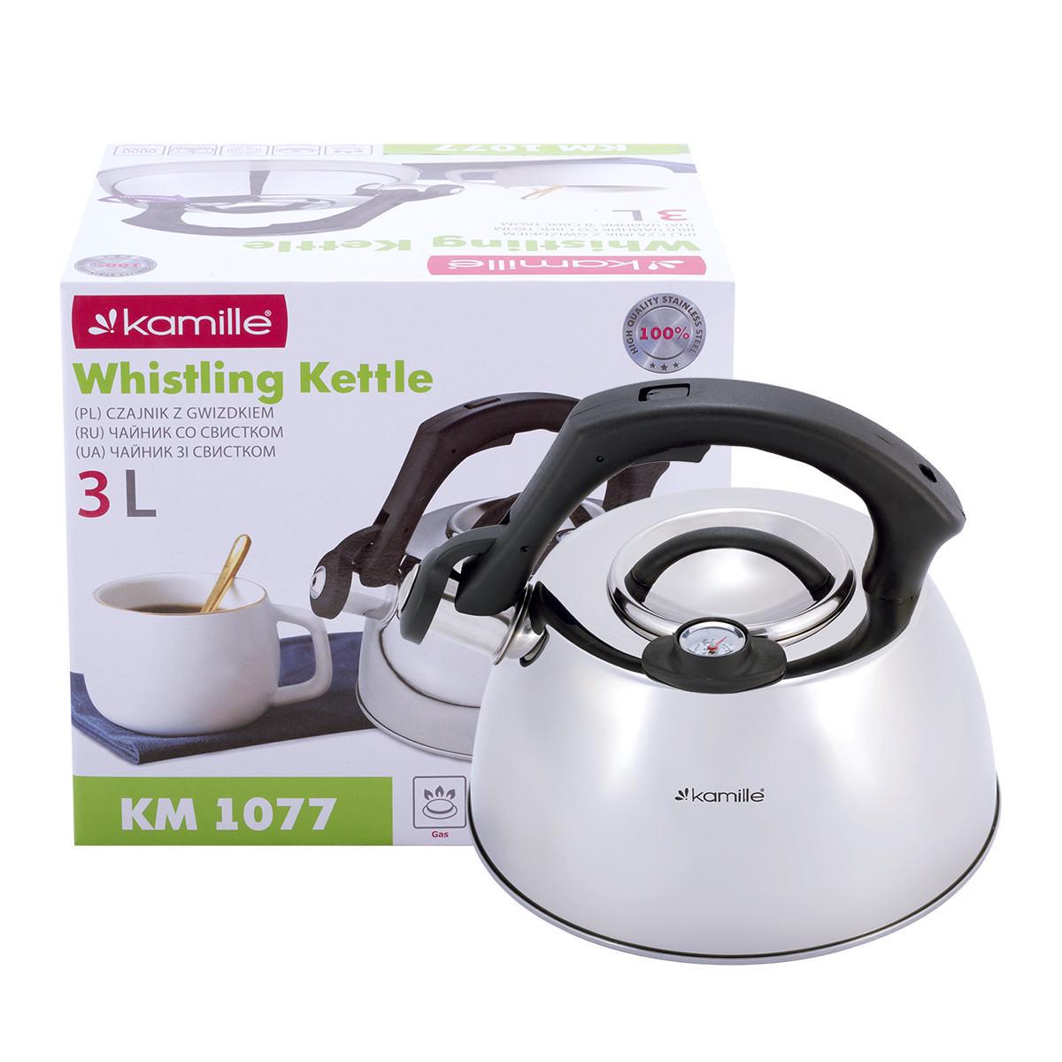 Чайник Kamille KM-1077 из нержавеющей стали со свистком и термометром 3 л (1678554582)