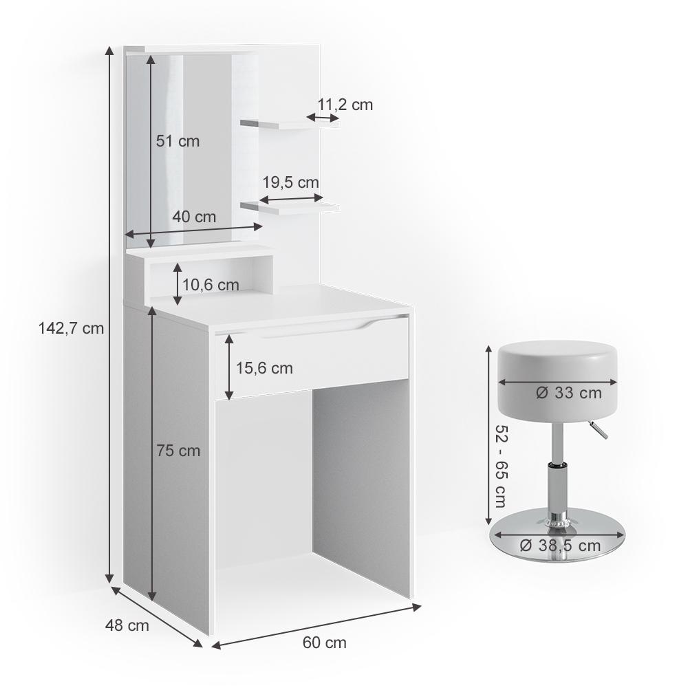 Мини туалетный столик Vicco Ruben со стулом Белый - фото 3 Мини туалетный столик Vicco Ruben со стулом Белый - фото 3