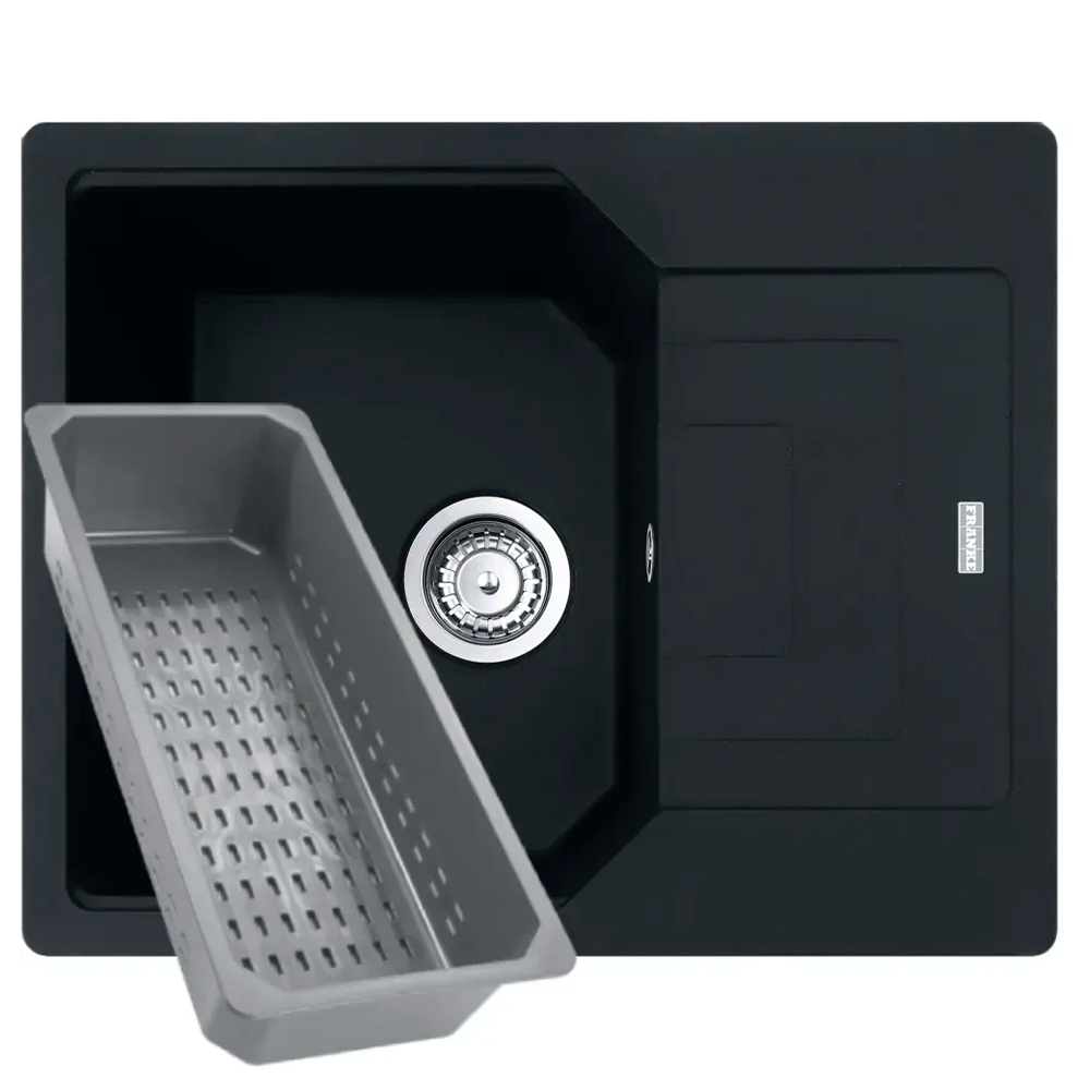 Мойка кухонная с крылом Franke Urban UBG 611-62 прямоугольная фрагранит 620х500 мм Onyx (114.0701.807)