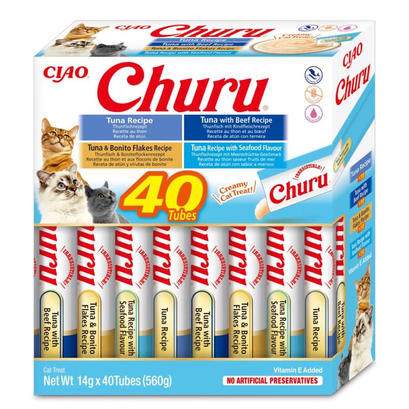 Лакомство для кошек INABA Churu Сливочный мусс в стиках Разновидности тунца 40 шт. (3189952121) Лакомство для кошек INABA Churu Сливочный мусс в стиках Разновидности тунца 40 шт. (3189952121)