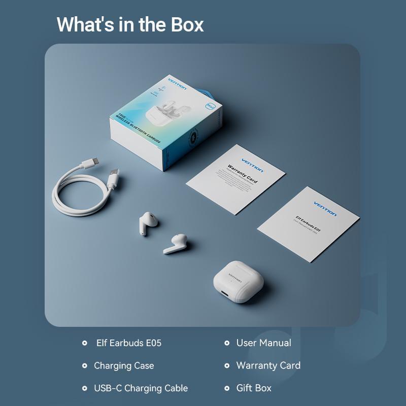 Навушники бездротові Vention Elf E05 Bluetooth 5.3 TWS шумозаглушення 22 год відтверення 13 мм AAC/SBC Hi-Fi Низька затримка Чорний (NBOB0) - фото 12