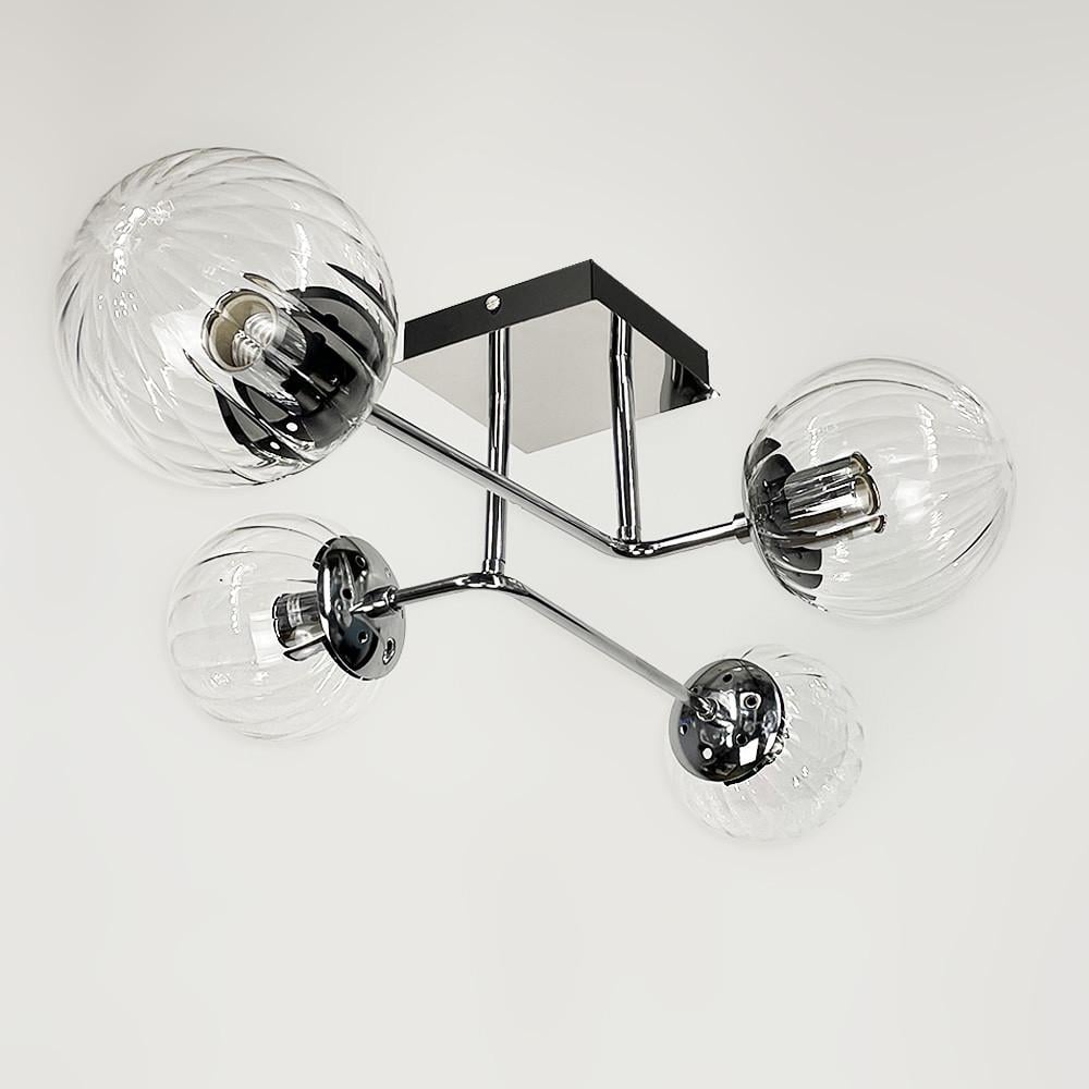 Люстра современная потолочная на 4 прозрачных плафона Хром (2693/4 (new) CH/CL) - фото 1