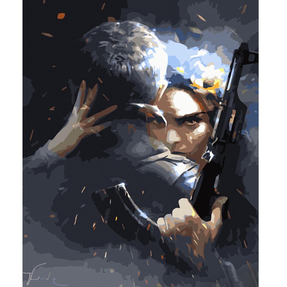 Картина за номерами Strateg Преміум Небезпечна українка 40x50 см (GS591)