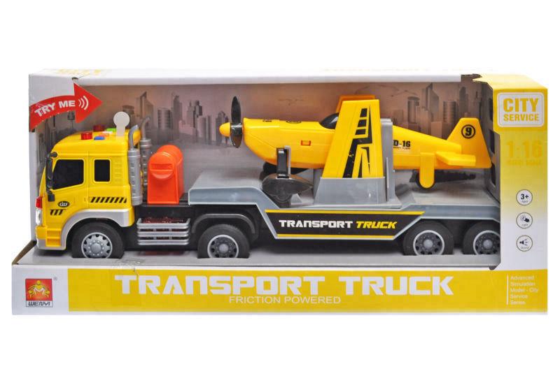 Вантажівка з літаком інерційна озвучена зі світлом у коробці 42x12x19 см wy571e (MTT-122242)