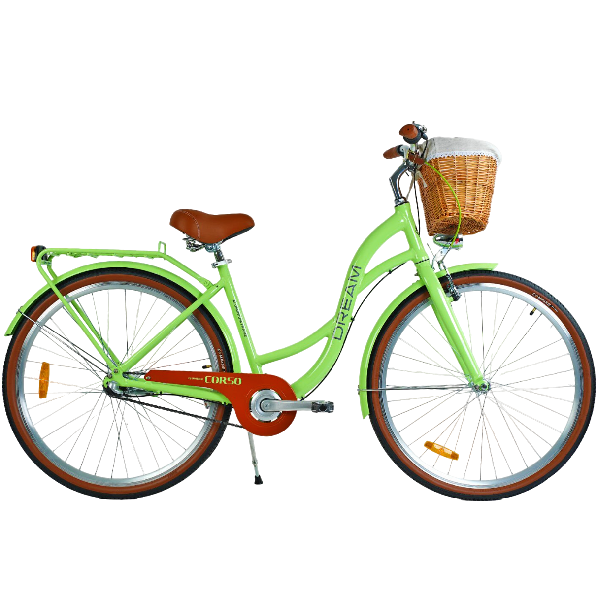 Велосипед городской Corso Dream 28" рама алюминиевая 18" с фарой Зеленый (DM-28093)