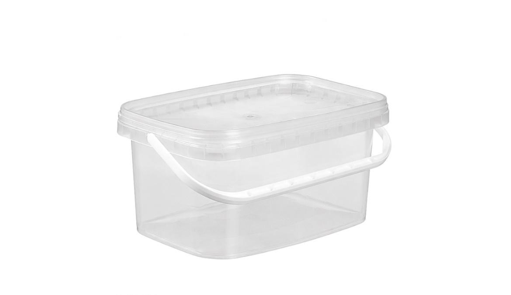 Ведро пищевое прямоугольное с крышкой 2,3 л 20 шт. Прозрачный (3597)