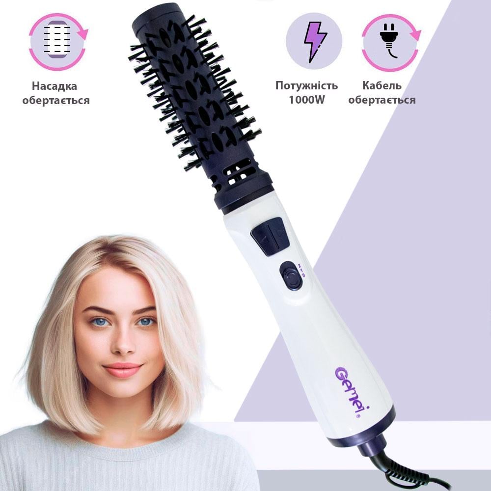 Фен-щітка для волосся Gemei GM-4826 1000 Вт для укладання та завивки волосся Білий (ML-04475) - фото 5 Фен-щітка для волосся Gemei GM-4826 1000 Вт для укладання та завивки волосся Білий (ML-04475) - фото 5