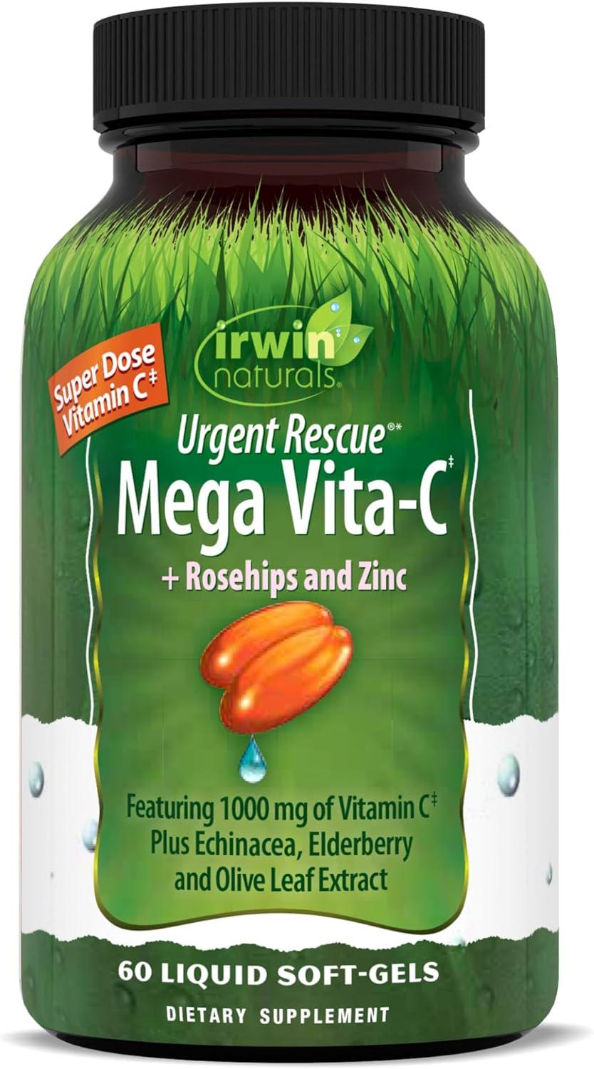 Витамин С Irwin Naturals Urgent Rescue Mega Vita-C и Rosehips and Zinc 60 Liquid Soft-Gels