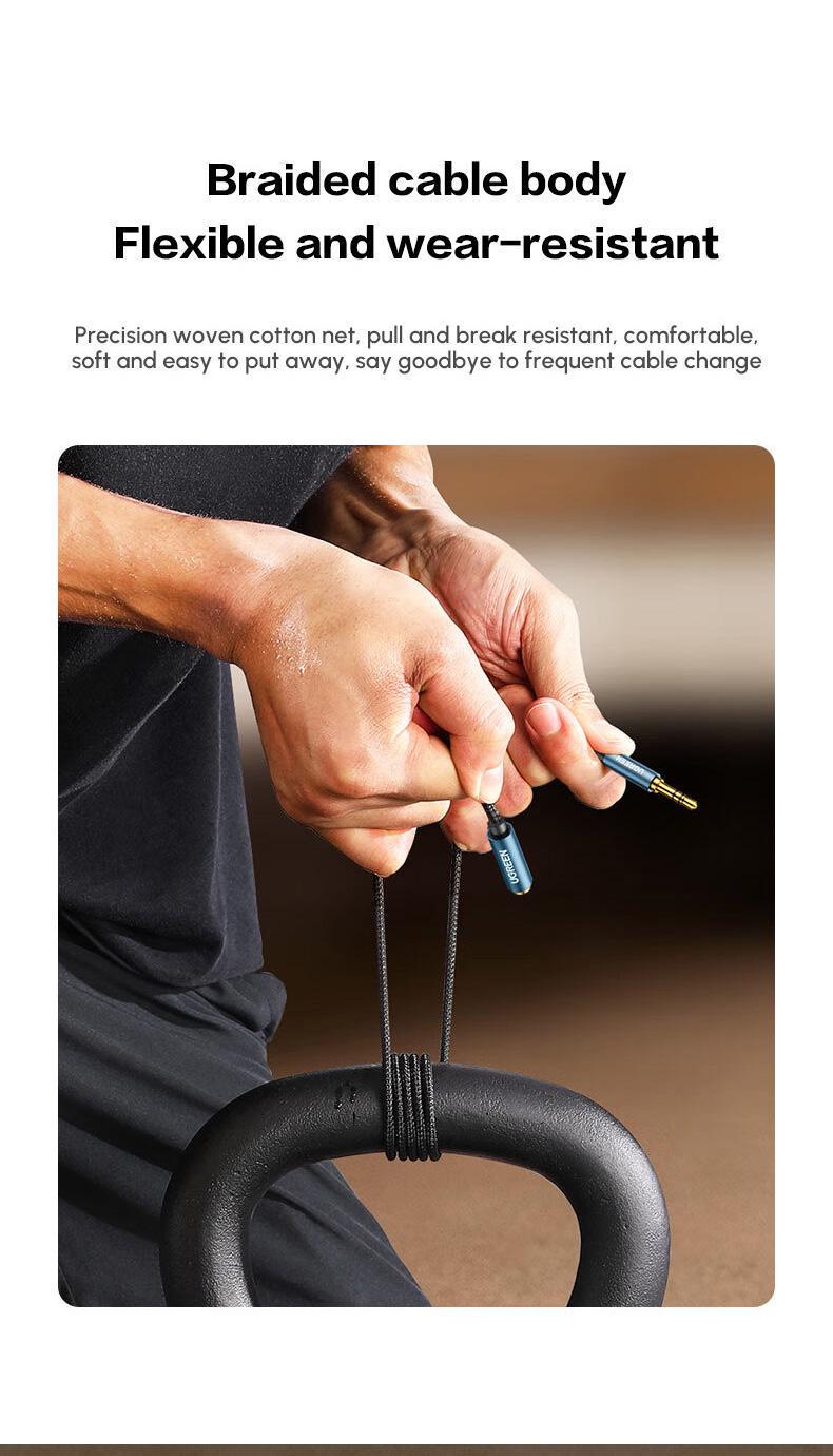 Аудіокабель з підтримкою мікрофона UGREEN 5 м в нейлоновому обплетенні позолочені конектори Hi-Fi звук 5 м Синьо-чорний (60636) - фото 7 Аудіокабель з підтримкою мікрофона UGREEN 5 м в нейлоновому обплетенні позолочені конектори Hi-Fi звук 5 м Синьо-чорний (60636) - фото 7