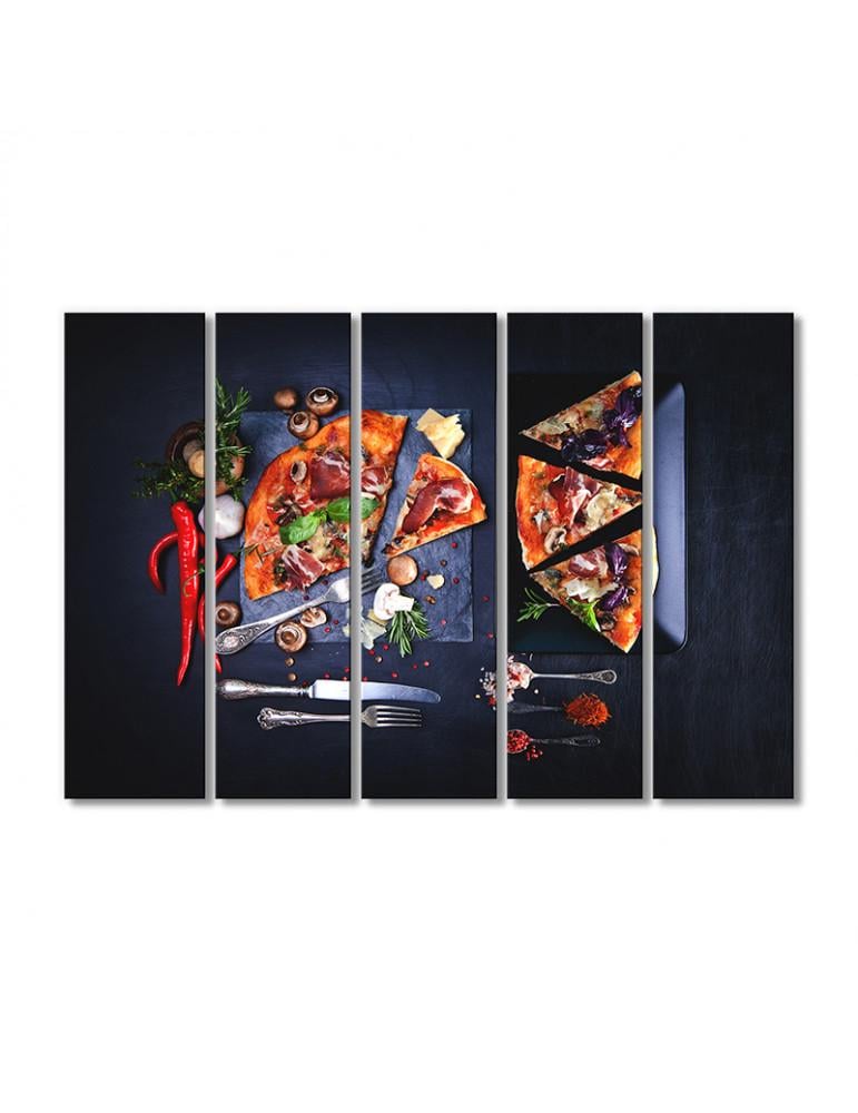 Картина модульная Пицца ням 5 модулей 90x135 см