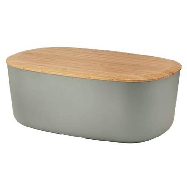 Хлібниця бамбукова Stenson з кришкою 36х20,5х13,5 см Сірий (28417МА)