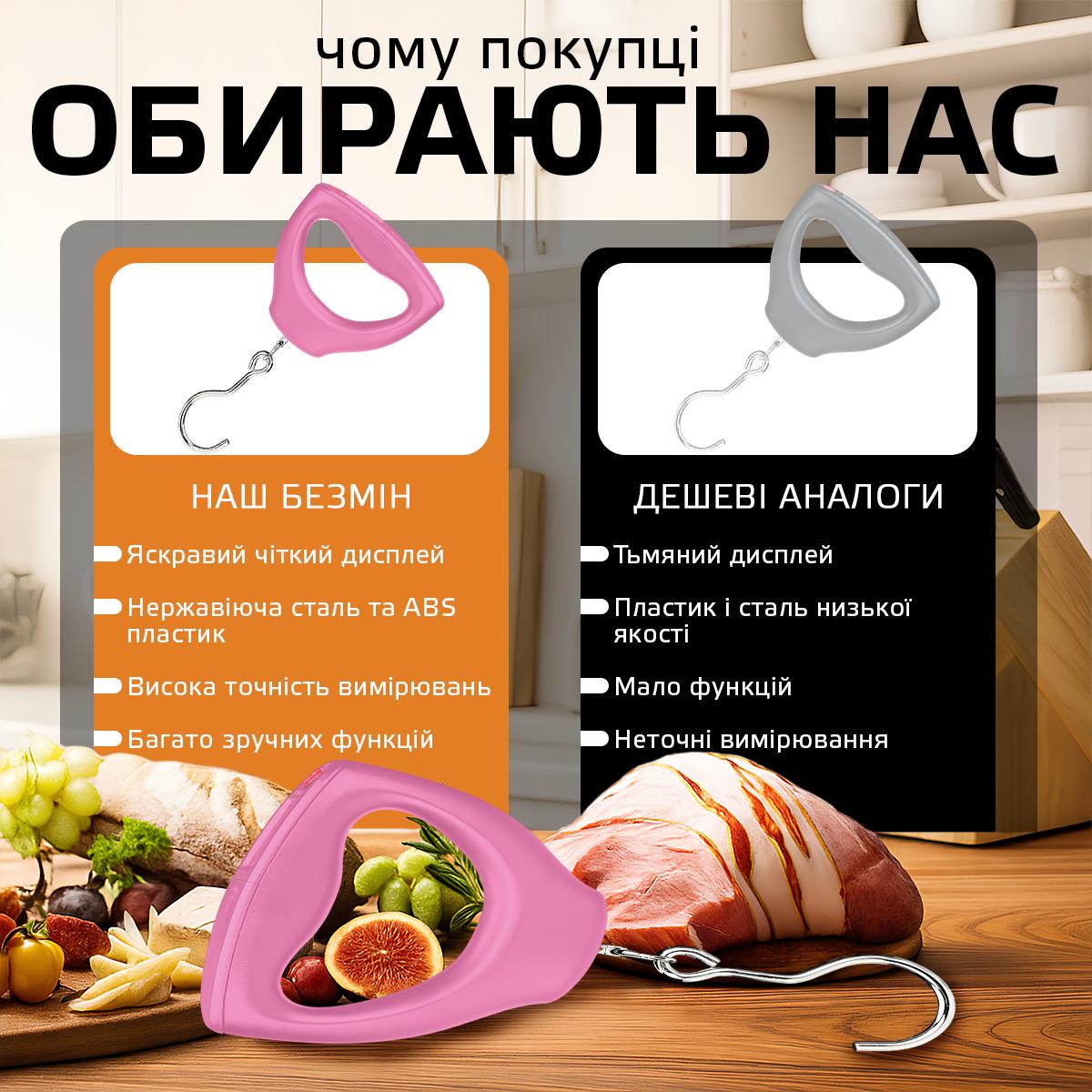 Весы кантерные электронные портативные Kayfovo WH-A24 для багажа с обвязочным ремнем безмен до 50 кг Pink (29132) - фото 5 Весы кантерные электронные портативные Kayfovo WH-A24 для багажа с обвязочным ремнем безмен до 50 кг Pink (29132) - фото 5