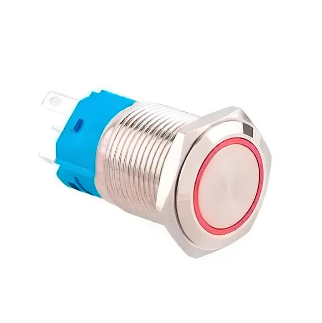 Кнопка универсальная 19K-P11DZ с фиксацией 5 pin 9-24V 19 мм Красный (7000007118)
