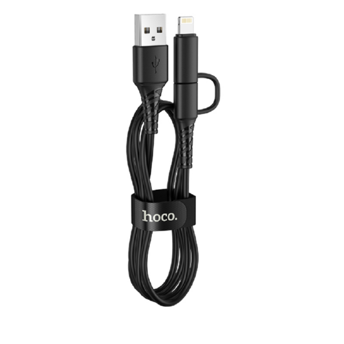 Кабель Hoco Combo Micro USB/Lightning 2в1 X54 1 м 2,4A Black - фото 1