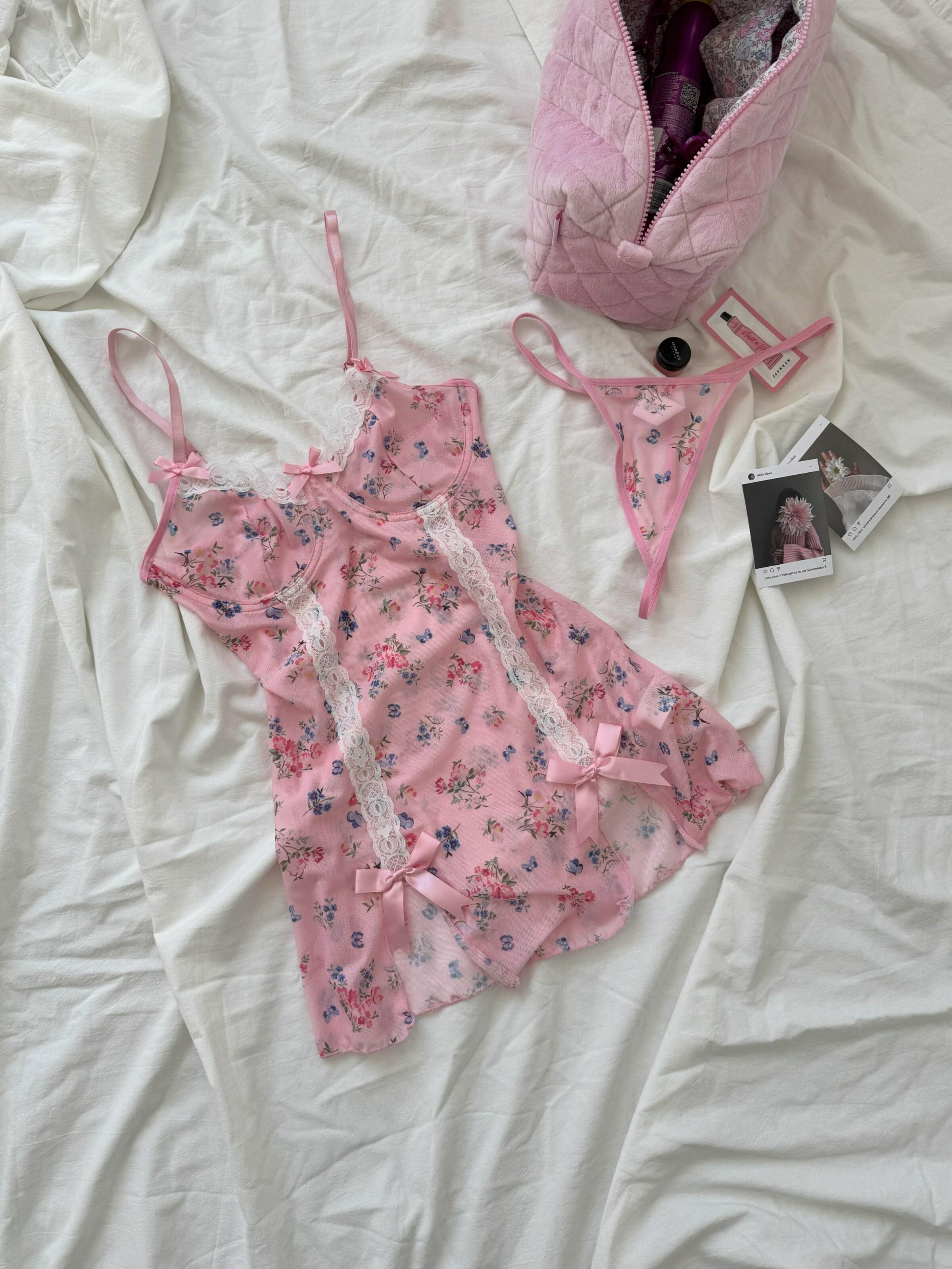 Комплект білизни жіночий Nova Vega пеньюар/трусики M Рожевий (105-D148/2-1) - фото 8 Комплект білизни жіночий Nova Vega пеньюар/трусики M Рожевий (105-D148/2-1) - фото 8