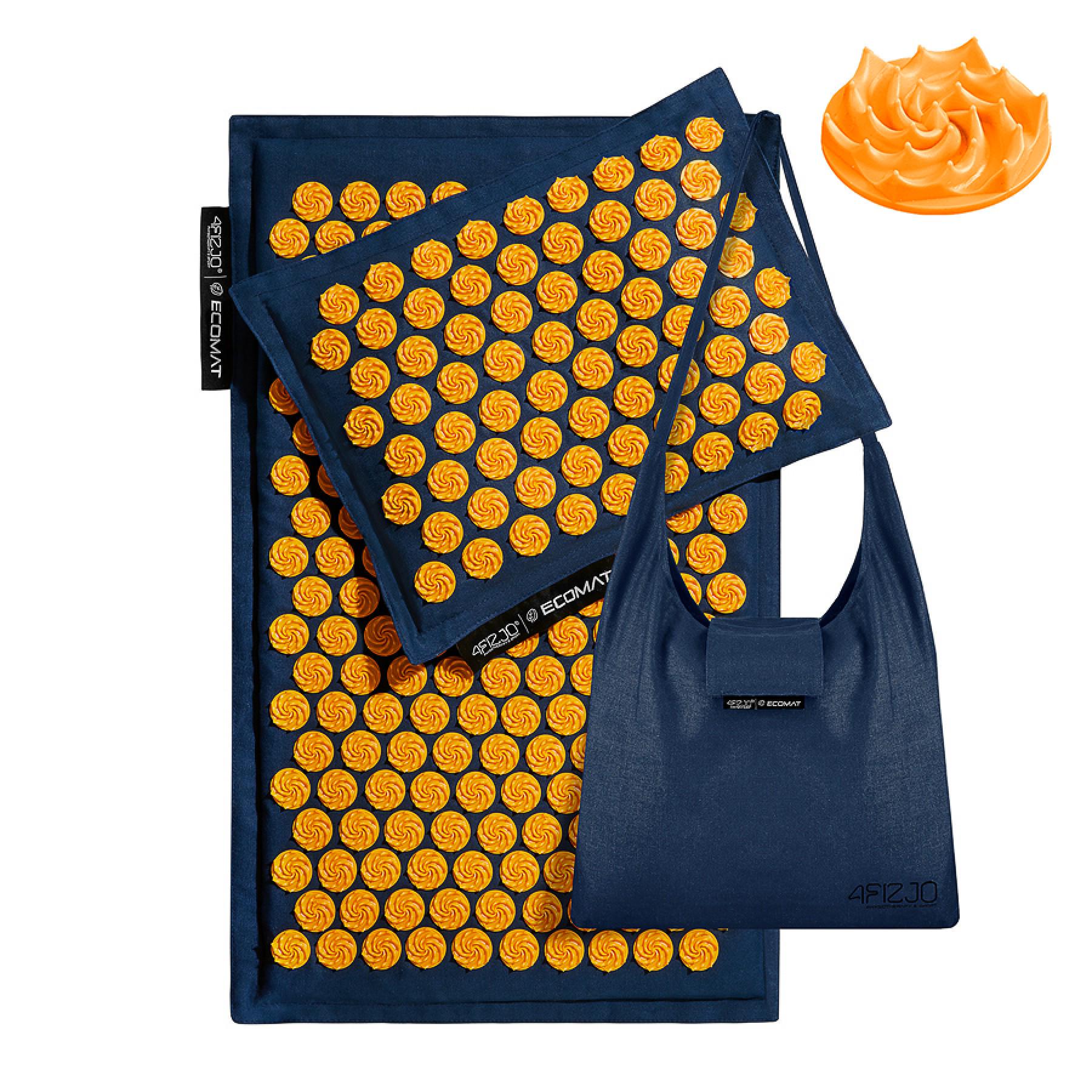 Килимок акупунктурний 4FIZJO Eco Mat Аплікатор Кузнєцова з подушкою 68x42 см Navy Blue/Orange (25817) - фото 6