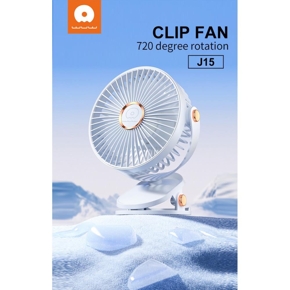 Портативный вентилятор на прищепке Wuw 1500mAh настольный со встроенным аккумулятором White ( J15) - фото 5 Портативный вентилятор на прищепке Wuw 1500mAh настольный со встроенным аккумулятором White ( J15) - фото 5