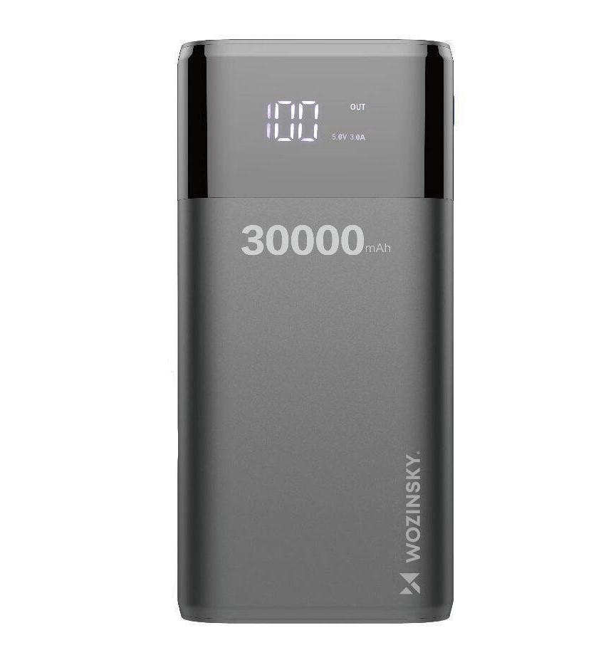 Зовнішній акумулятор Power Bank Wozinsky 30000mAh 4xUSB LCD 3A Сірий - фото 1