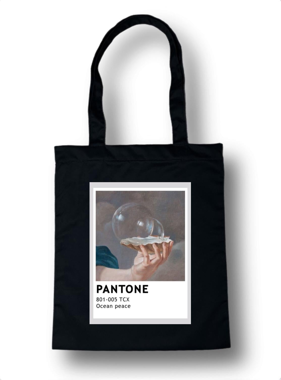 Еко-сумка універсальна бавовняна eSTetdruk принт Pantone Ocean Peace 35x41 см Чорний (ST0033)