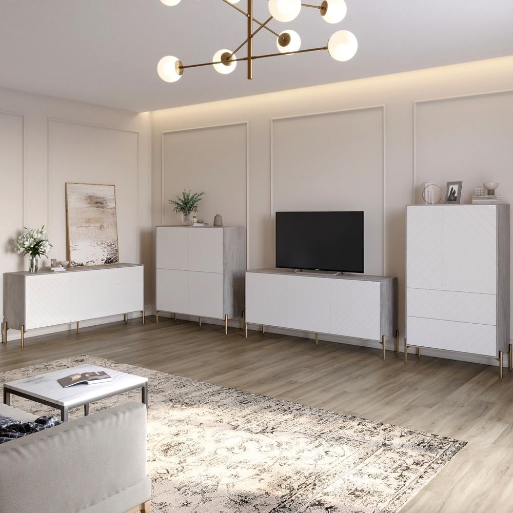 Комплект мебели для гостиной LION Амарант 4 эл. с золотыми металлическими ножками Шварцвальд/Белый (LION-042350)