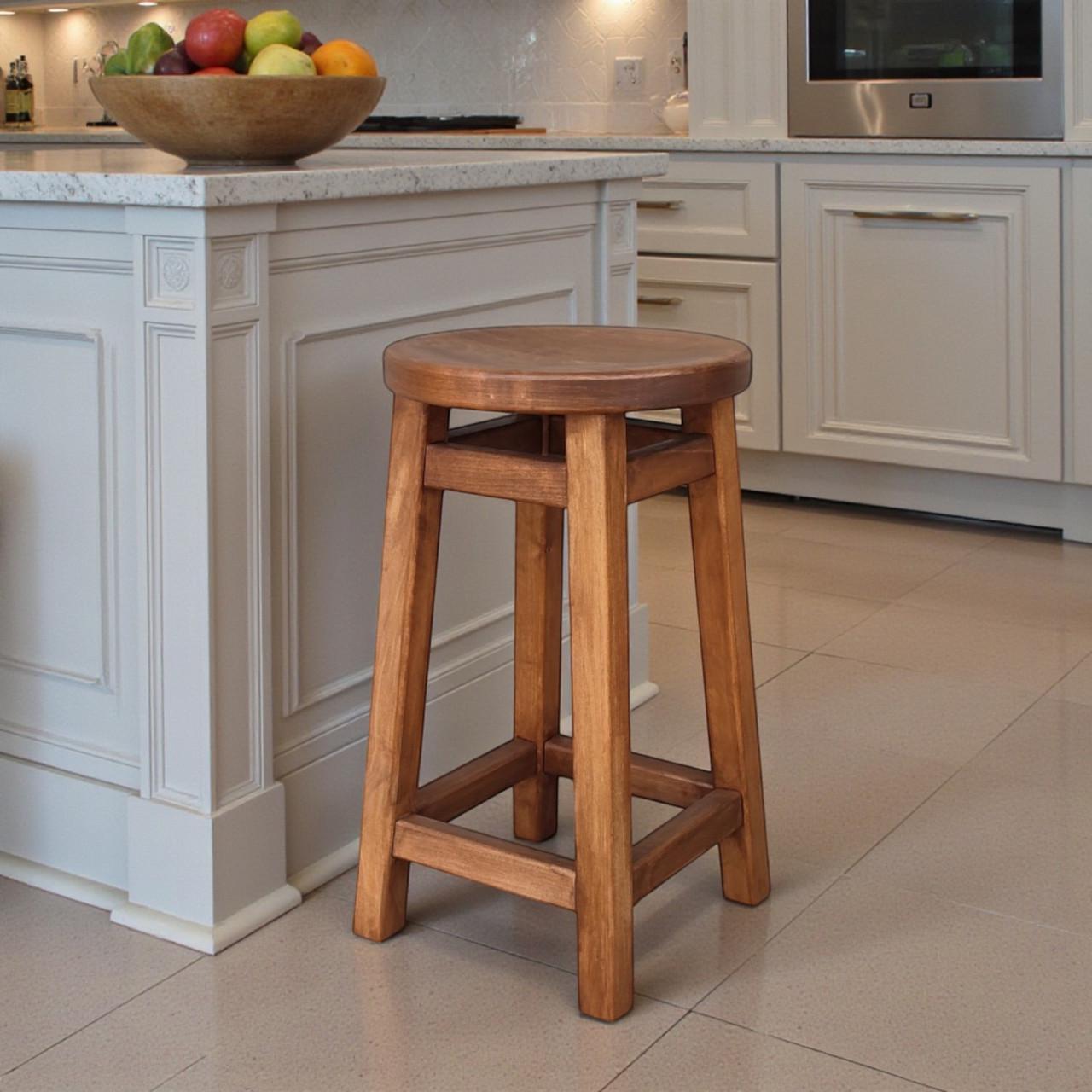 Табурет полубарный деревянный Студія дерева Вільха Комфорт с круглым эргономичным сиденьем 50 см Орех темный (31095277)