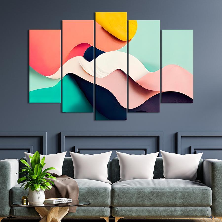 Картина на полотні Красиві абстрактні хвилі в пастельних тонах 137x85 см (V154-5_L)