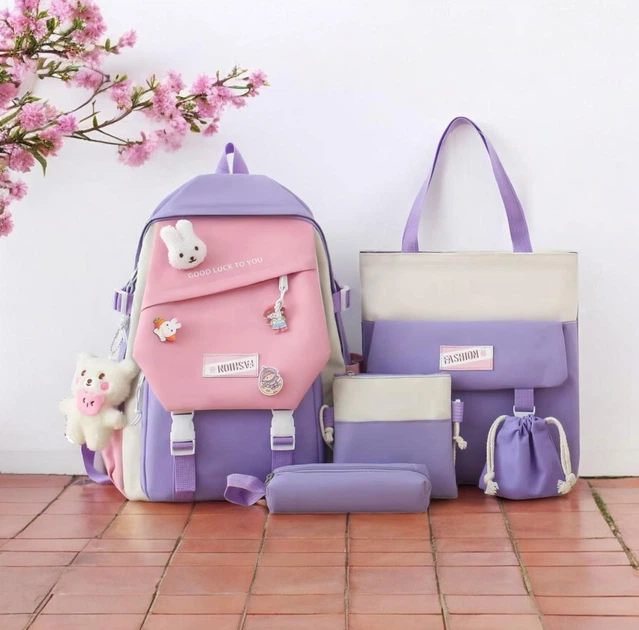 Рюкзак школьный для девочки Fashion/Rabbit 5в1 Фиолетовый