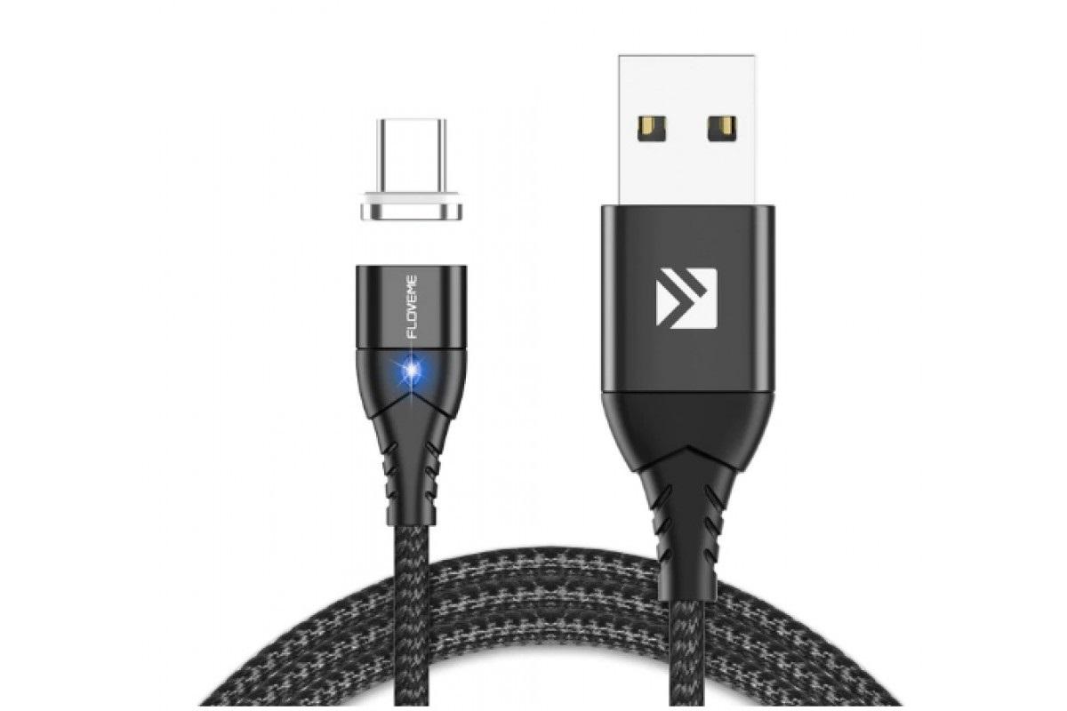 Кабель магнитный для зарядки USB Type-C Floveme 1 м Черный (890963303) Кабель магнитный для зарядки USB Type-C Floveme 1 м Черный (890963303)