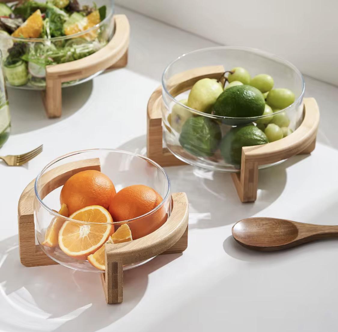 Фруктовница стеклянная на бамбуковой подставке Прозрачный (70015) - фото 7 Фруктовница стеклянная на бамбуковой подставке Прозрачный (70015) - фото 7