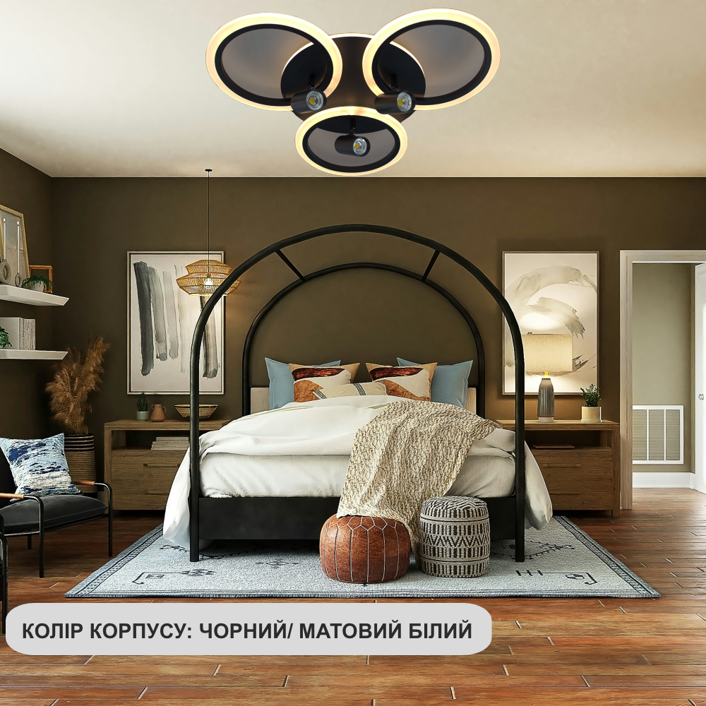 Люстра светодиодная ESLLSE SONNE DOWNLIGHT 3LR 70 Вт 582х115 мм Черный (10421) - фото 3