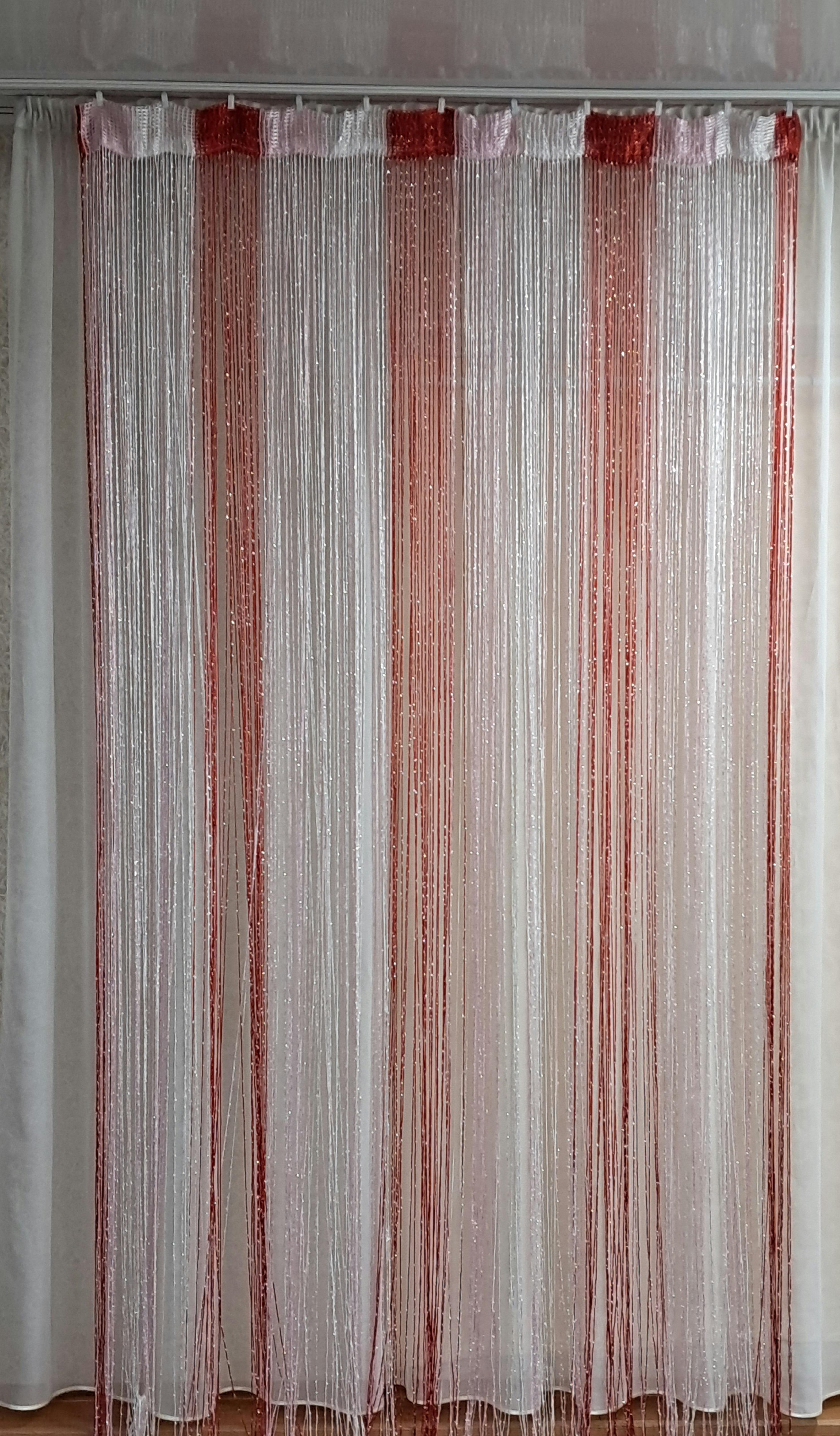 Шторы-нити с люрексом 300х300 см Белый/Розовый/Красный - фото 2 Шторы-нити с люрексом 300х300 см Белый/Розовый/Красный - фото 2