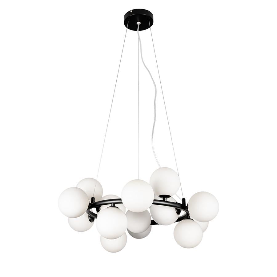 Люстра подвесная на 15 плафонов 7841019-15 BK/WH Черный/Белый - фото 1