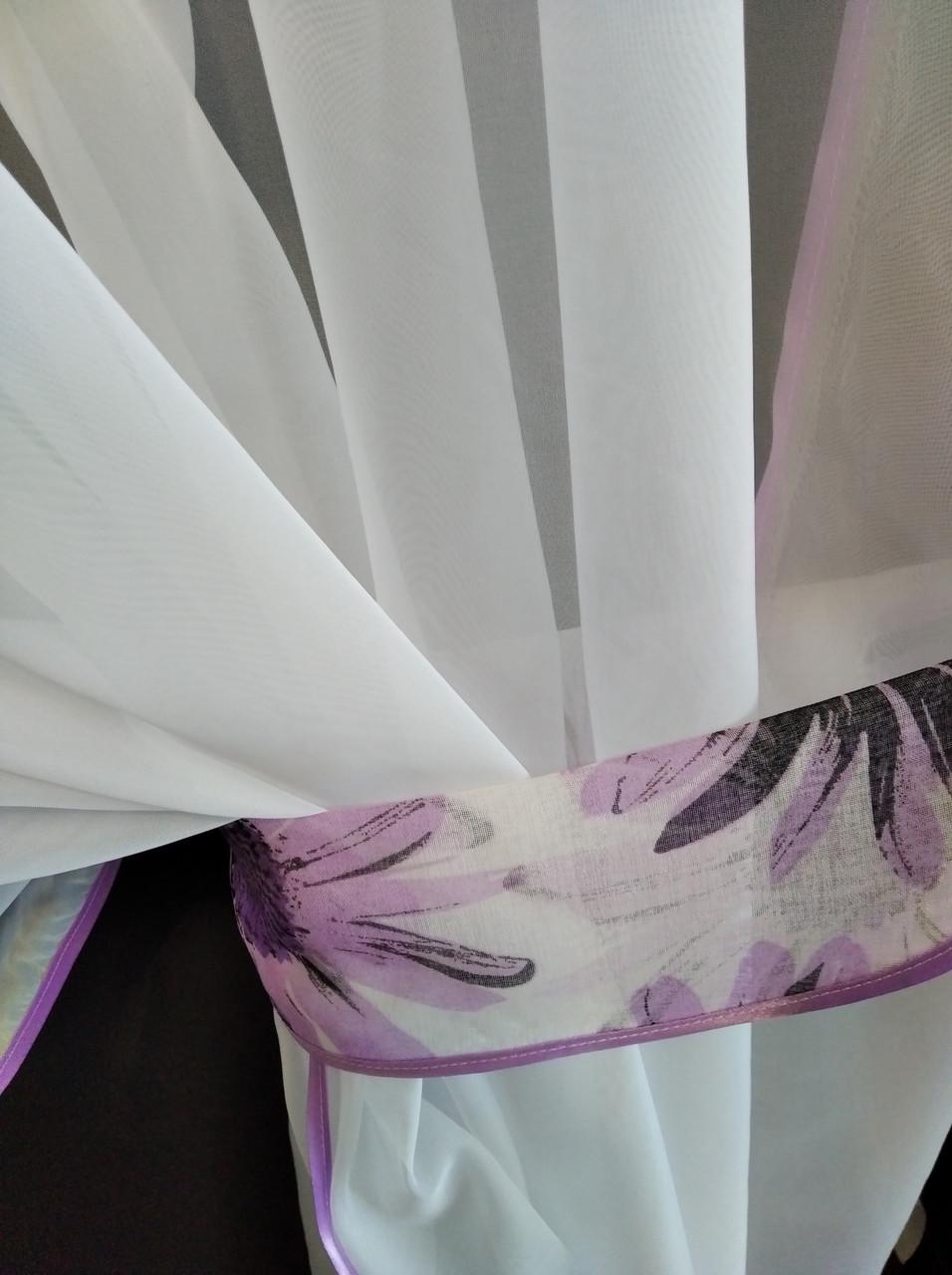 Занавеска кухонная Угол шифон с ламбрекеном батист 300х170 см Белый/Сиреневый (ул-15) - фото 2 Занавеска кухонная Угол шифон с ламбрекеном батист 300х170 см Белый/Сиреневый (ул-15) - фото 2