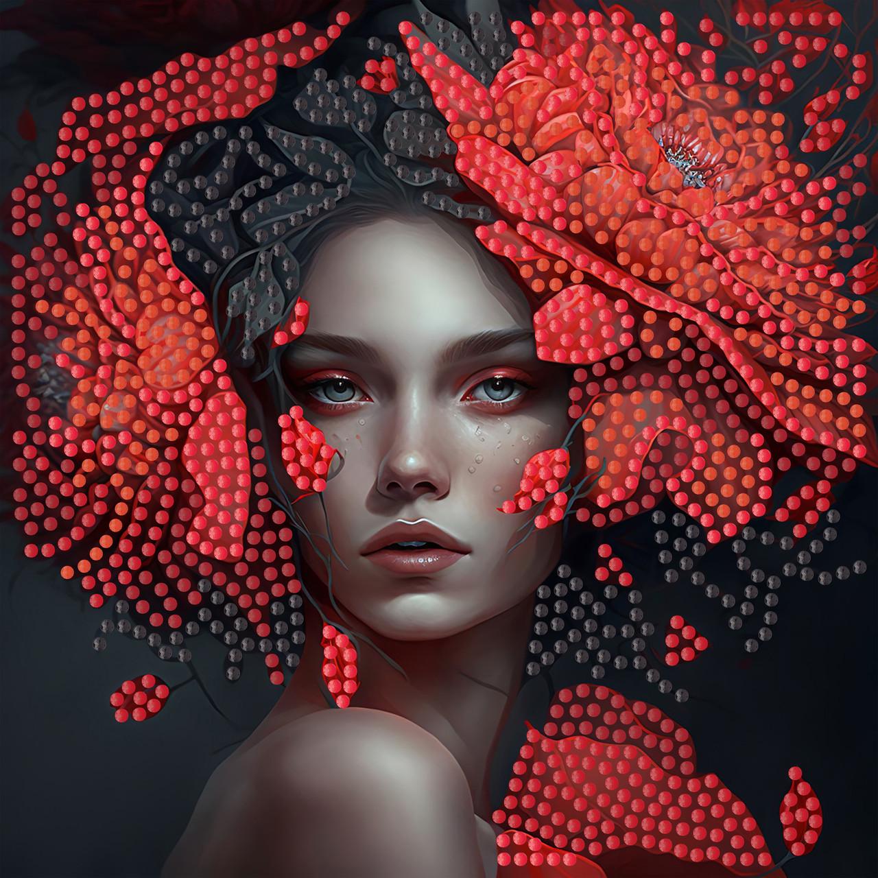 Алмазная мозаика Strateg Загадочная дама на бумажной основе 18х18 см (ZAV1818-11)