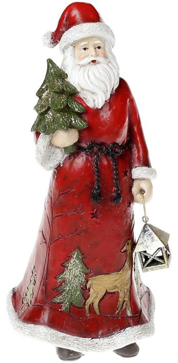 Статуэтка декоративная Санта с елочкой 22 см Красный (BD-218-754)