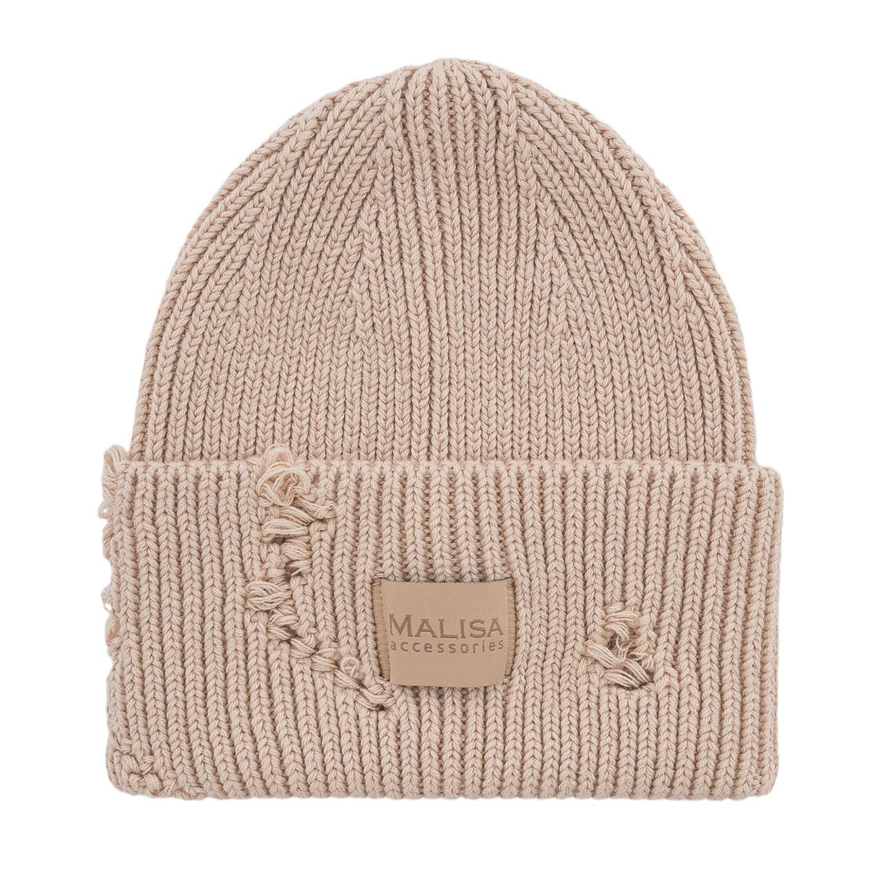 Шапка женская Malisa БРУНО без подкладки рваная с эмблемой на отвороте one size Бежевый (274128) - фото 2 Шапка женская Malisa БРУНО без подкладки рваная с эмблемой на отвороте one size Бежевый (274128) - фото 2