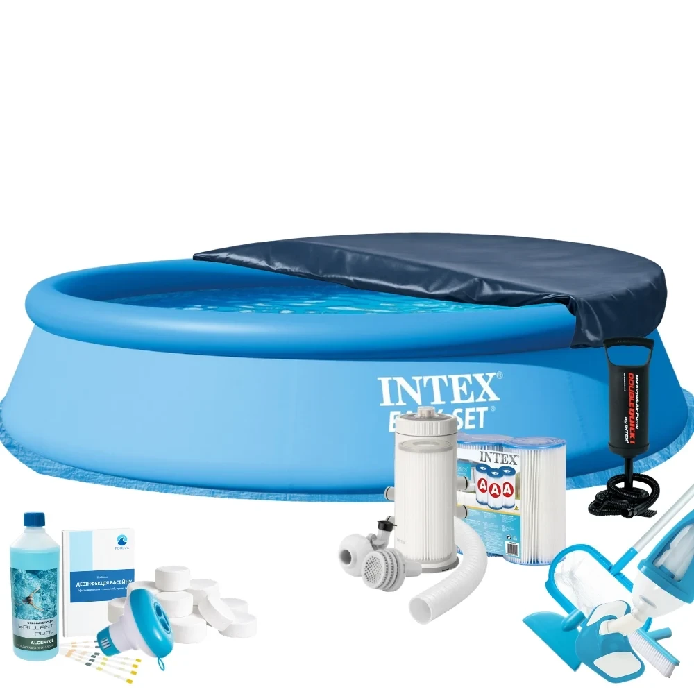 Бассейн Intex 28143 Easy Set с фильтром/химией/аксессуарами 396х84 см Синий (147-9-28143-10 Max)