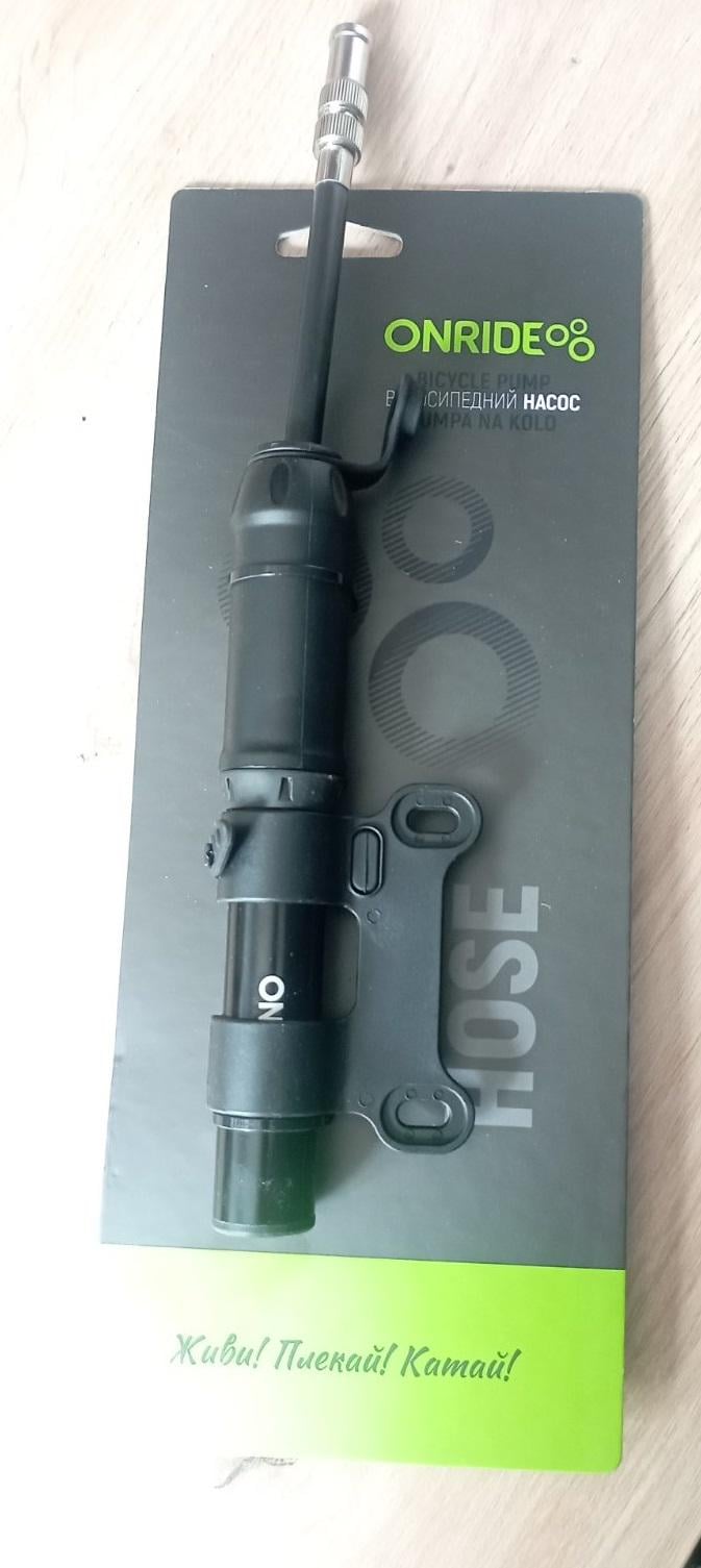 Насос ONRIDE Hose компактный 80psi/5,5 bar под FV/AV алюминиевый со шлангом (2526116105246)