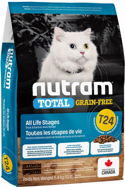 Корм сухой беззерновой для котов Nutram T24 Salmon & Trout 5,4 кг (24148538)