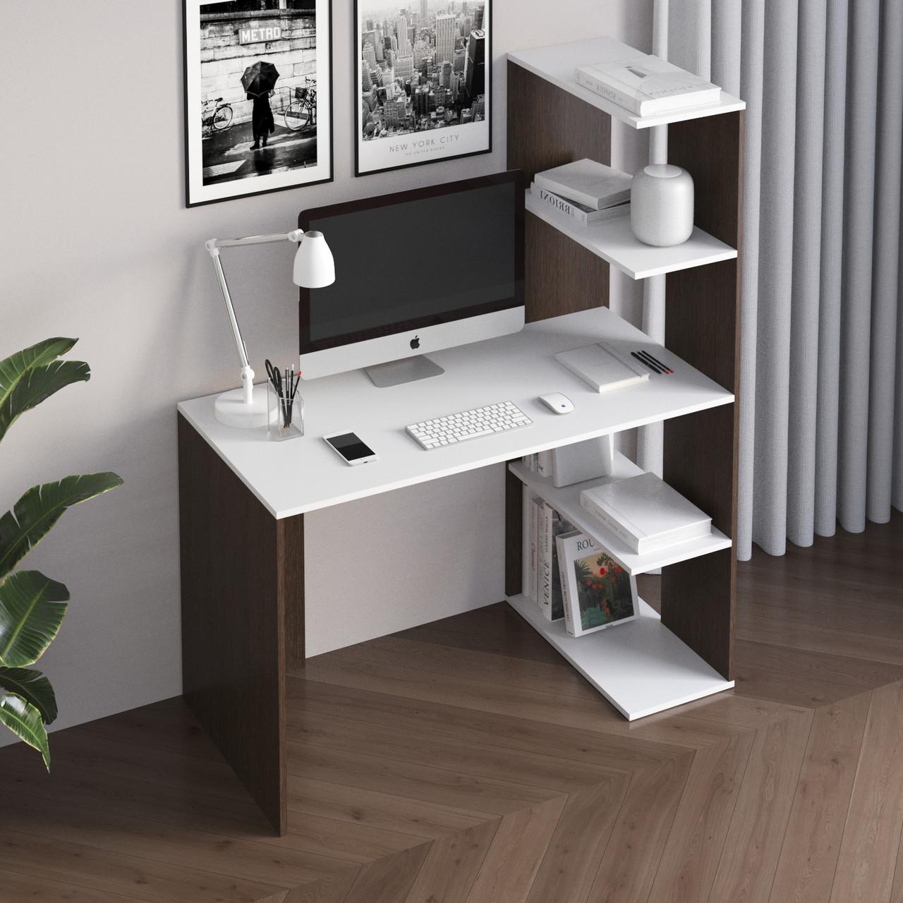 Стіл комп’ютерний Вайс M-17 1200х600х1473 мм Венге темний/Білий (30636073) - фото 1 Стіл комп’ютерний Вайс M-17 1200х600х1473 мм Венге темний/Білий (30636073) - фото 1