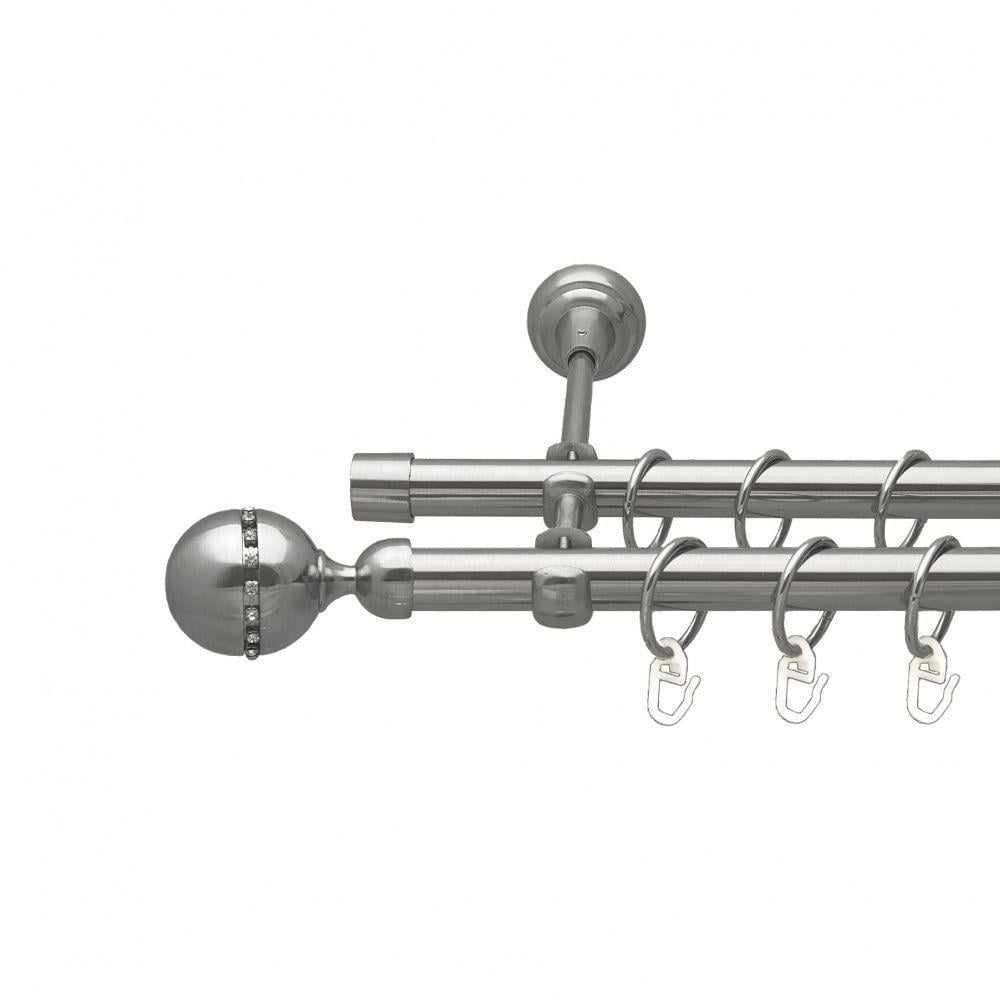 Карниз для штор Orvit Кортеза двухрядная гладкая 300 см Нержавеющая сталь (00-00016073)