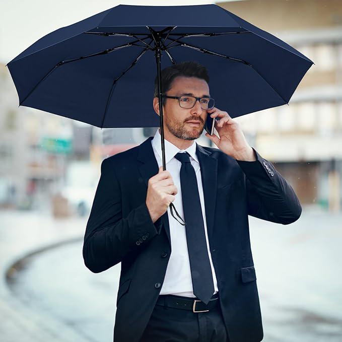 Зонт складной автомат Classic 8 спиц купол 113 см Blue (30231) - фото 3