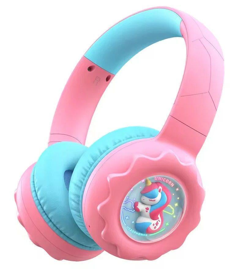 Наушники детские беспроводные Onikuma B-75 Единорог с Bluetooth 5.4/RGB микрофоном Розовый (36244718)