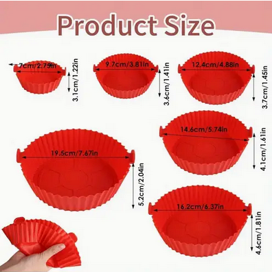 Набор силиконовых форм для аэрогрилей и аэрофритюрниц 6 шт. Красный (SAM-8857) - фото 5 Набор силиконовых форм для аэрогрилей и аэрофритюрниц 6 шт. Красный (SAM-8857) - фото 5