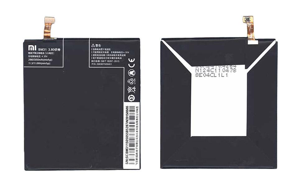 Аккумулятор для смартфона Xiaomi BM31 MI3 3,8V 3050 mAh 11,6 Wh Black