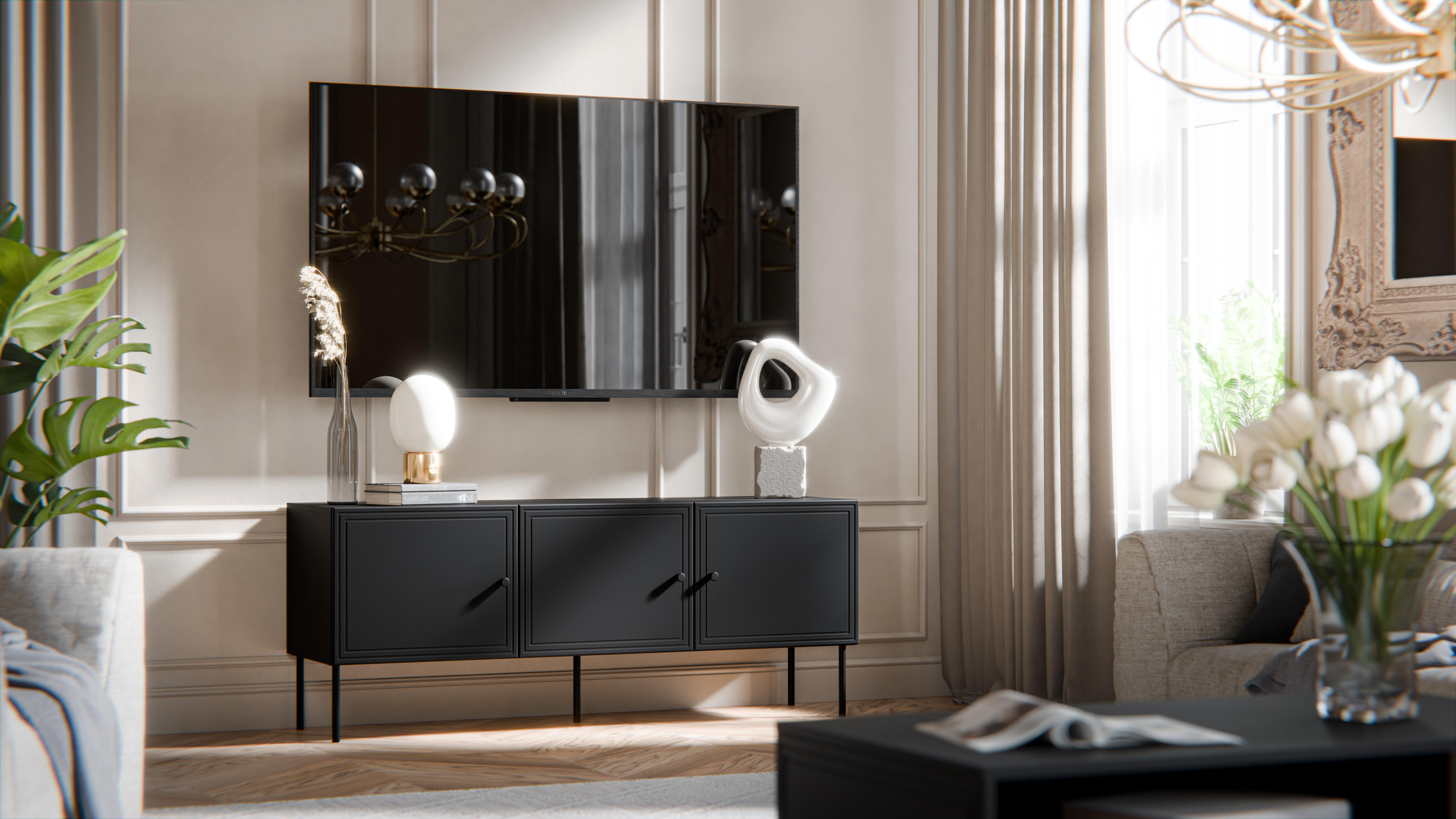 Тумба под телевизор Сama Palazzo BIS 150 Черный/Черный матовый (55454)