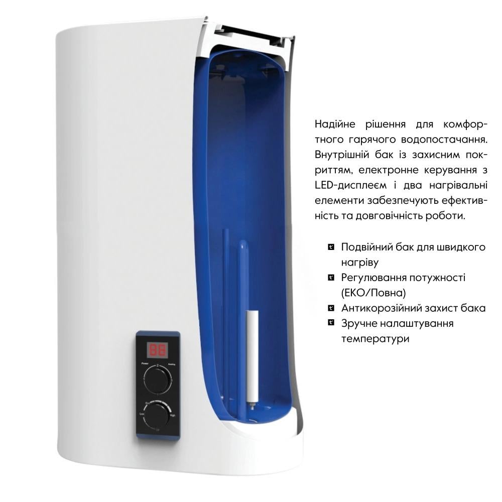 Бойлер Thermo Alliance плоский/вертикальний/сухий ТЕН 80 л (DT80V20G(PD)-D/2) - фото 8 Бойлер Thermo Alliance плоский/вертикальний/сухий ТЕН 80 л (DT80V20G(PD)-D/2) - фото 8